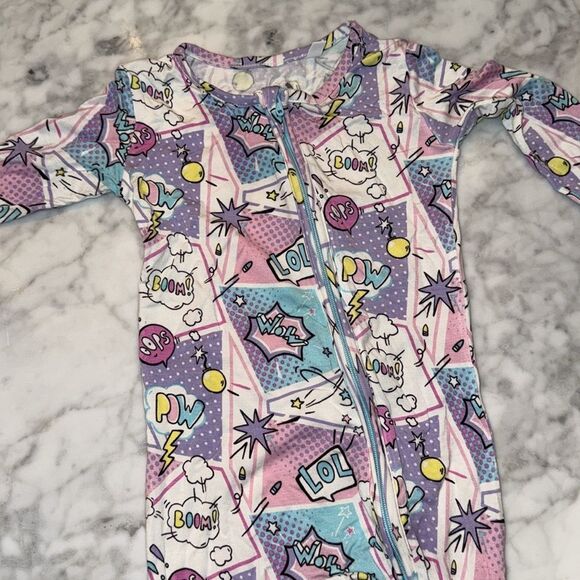 BELLABU BEAR COMIC PURPLE BAMBOO CONVERTIBLE FOOTIE 12/18M - Picture 1 of 10